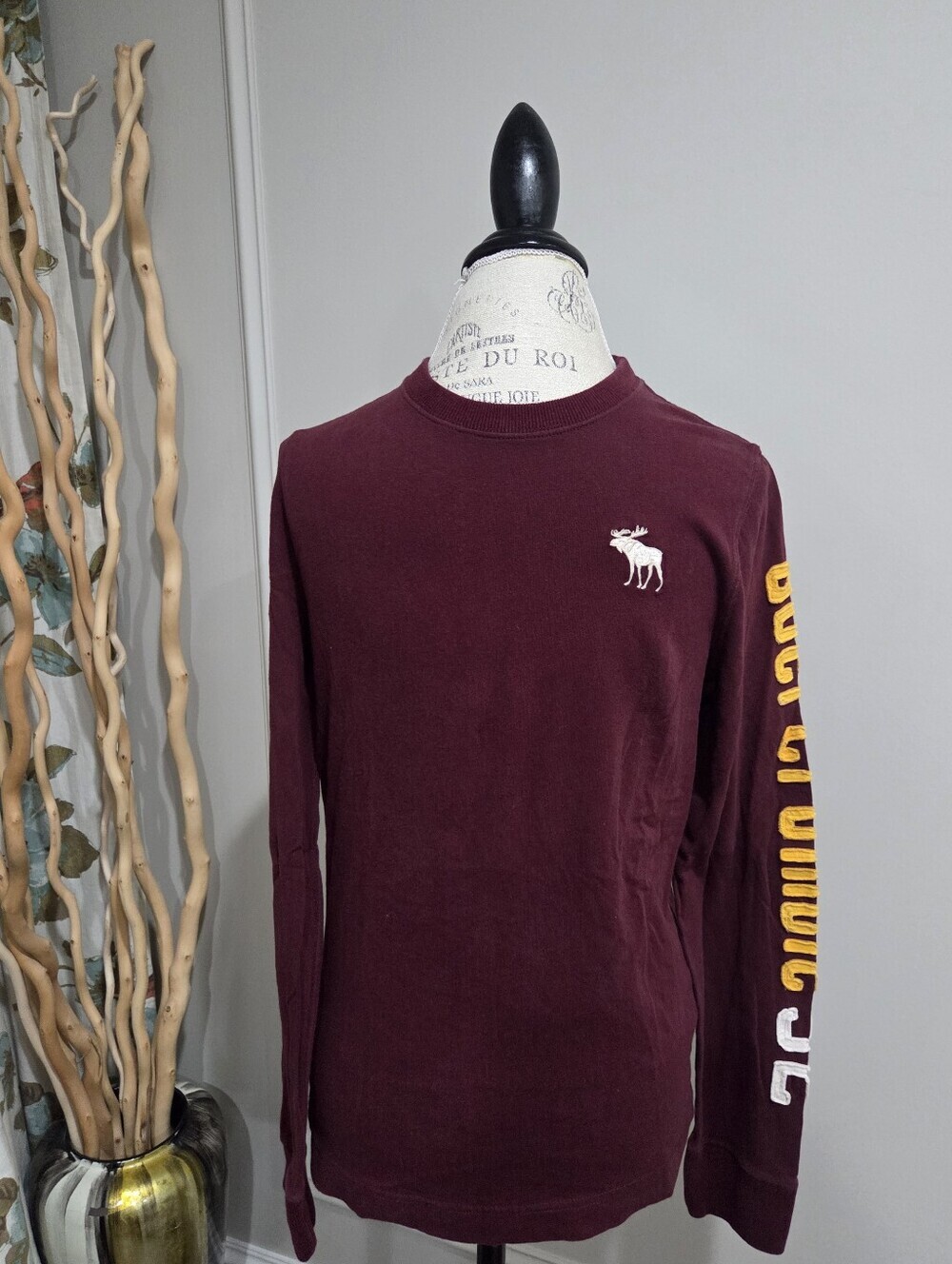 Abercrombie & Fitch Burgundy Long Sleeve Crew Tee Sz. XL boys